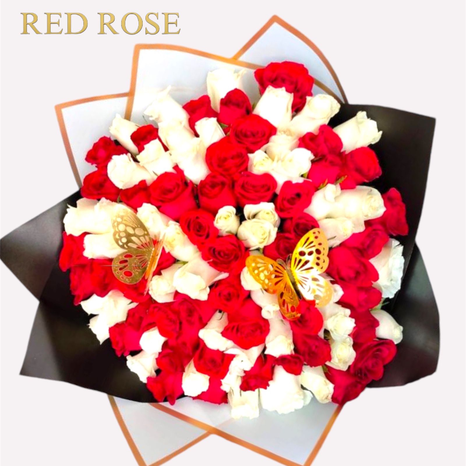 100 Rosas rojas y blancas