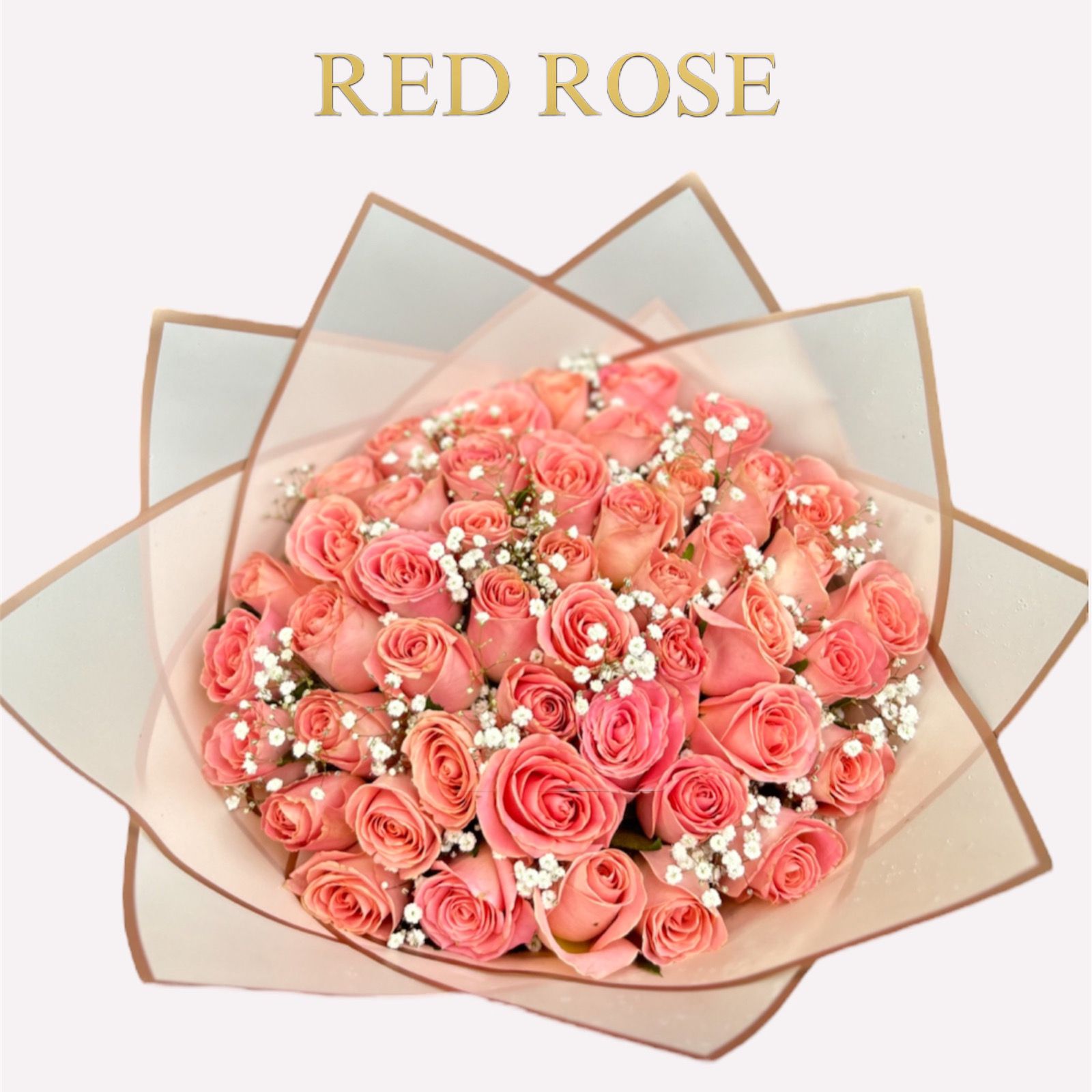 Ramo con 50 rosas rosas con nubes entremetido