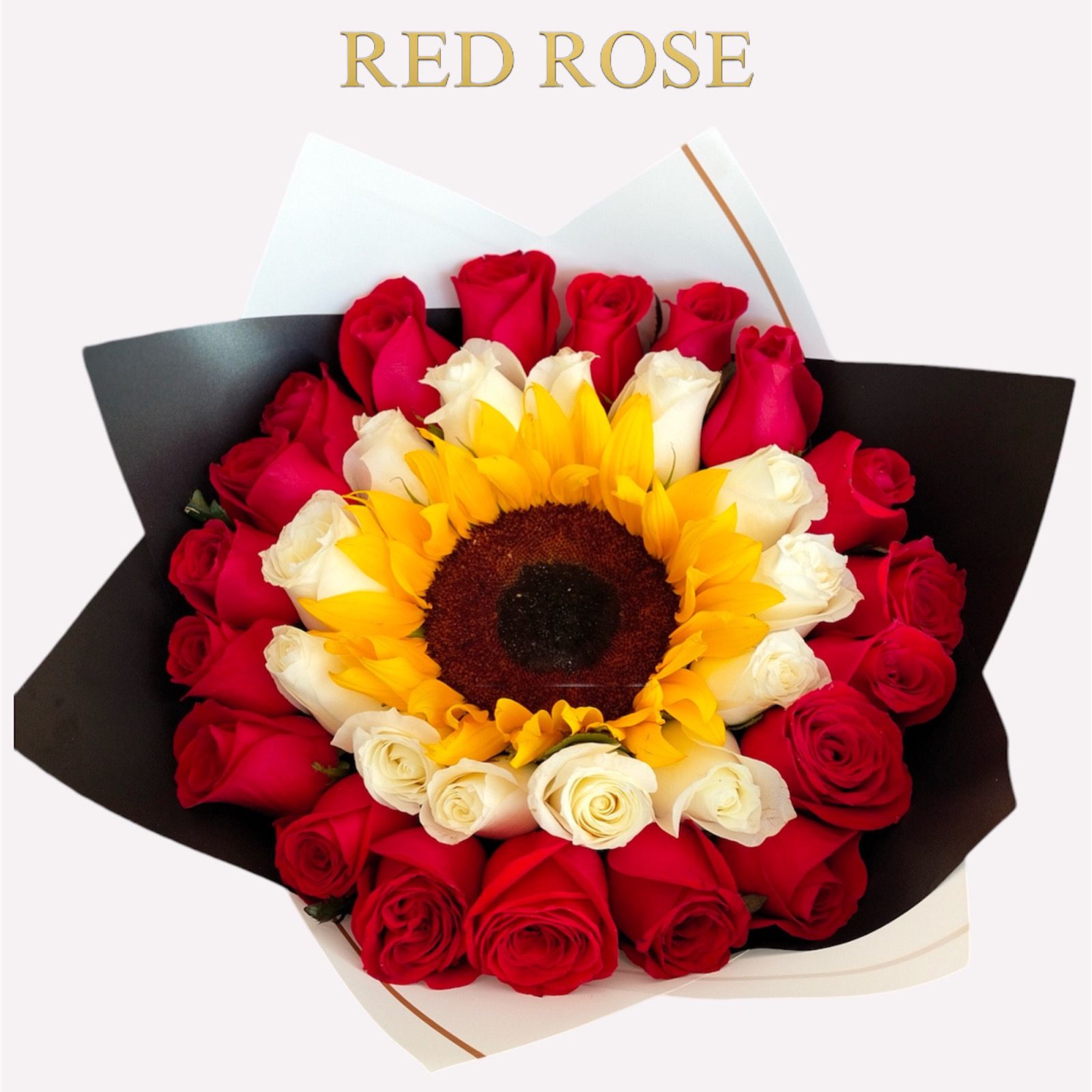 34 rosas y un girasol en medio