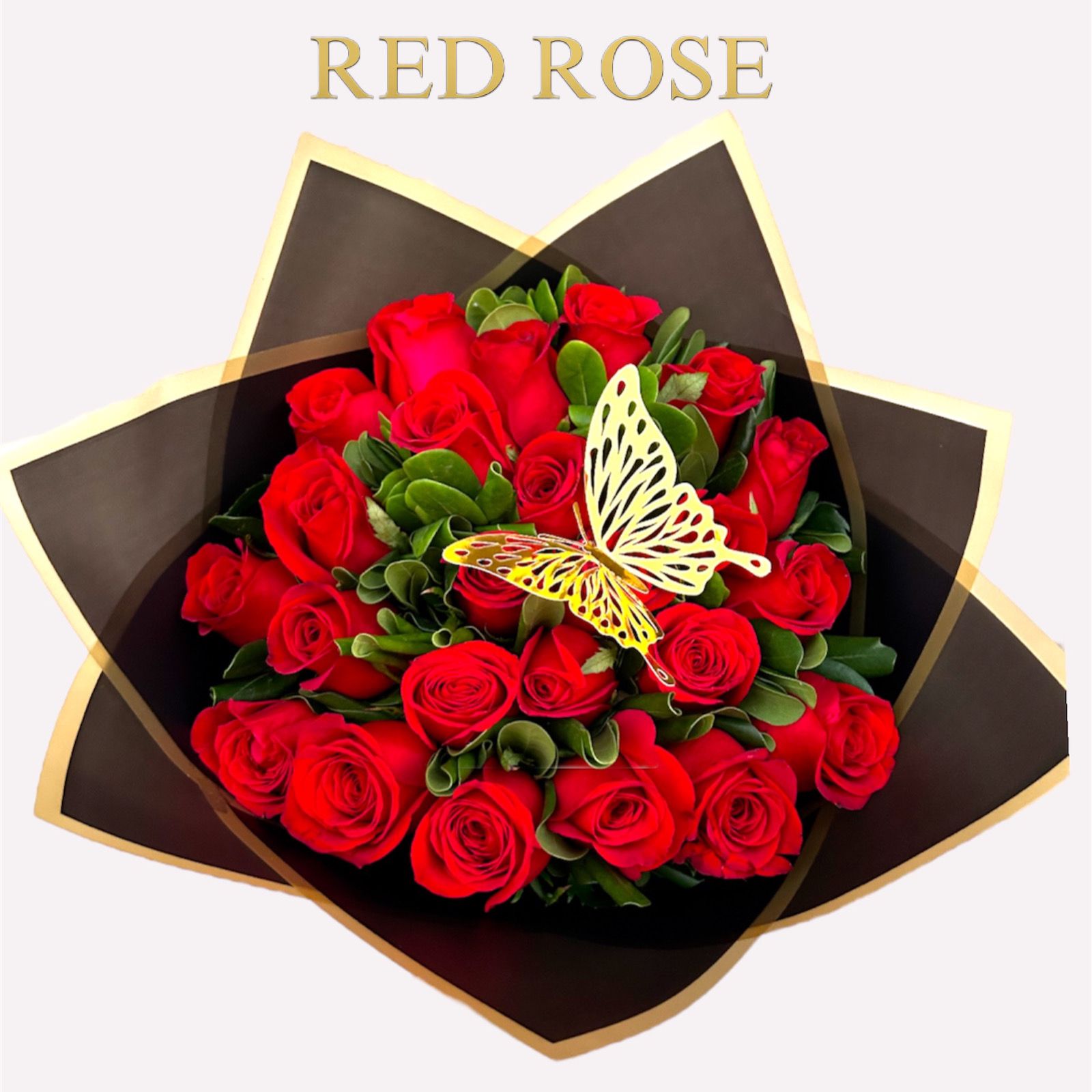 24 rosas rojas con follaje 