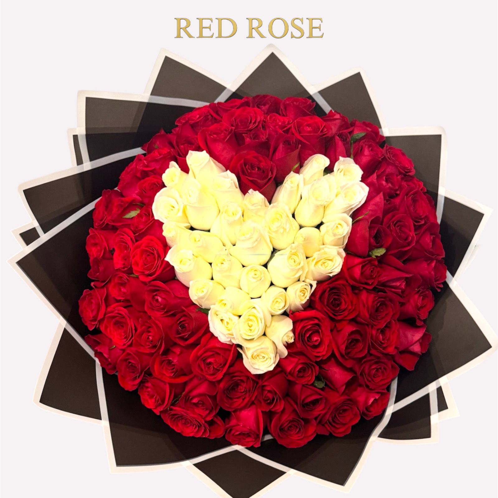 Ramo de 100 rosas con corazon blanco