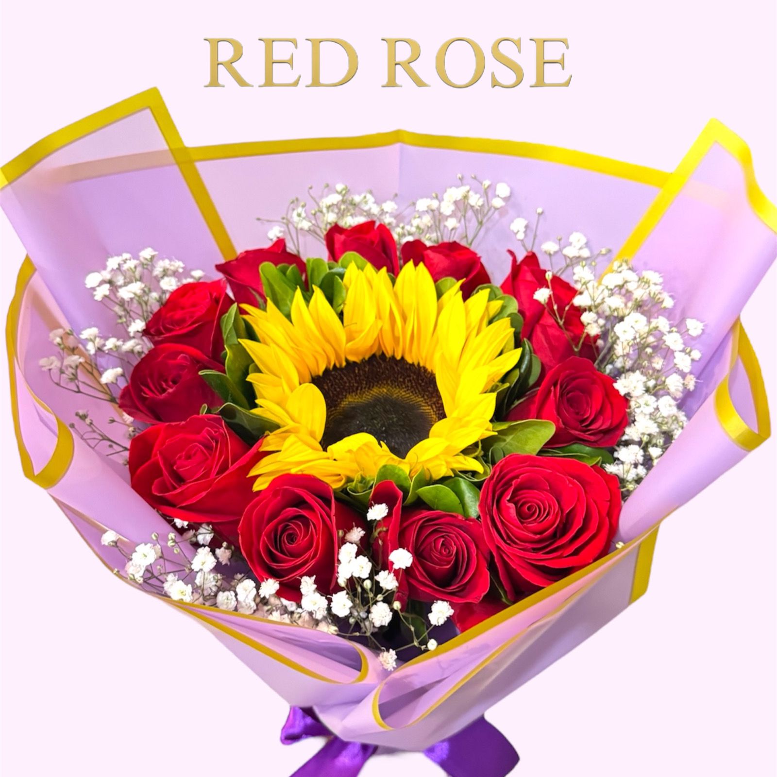 Rosas y girasol