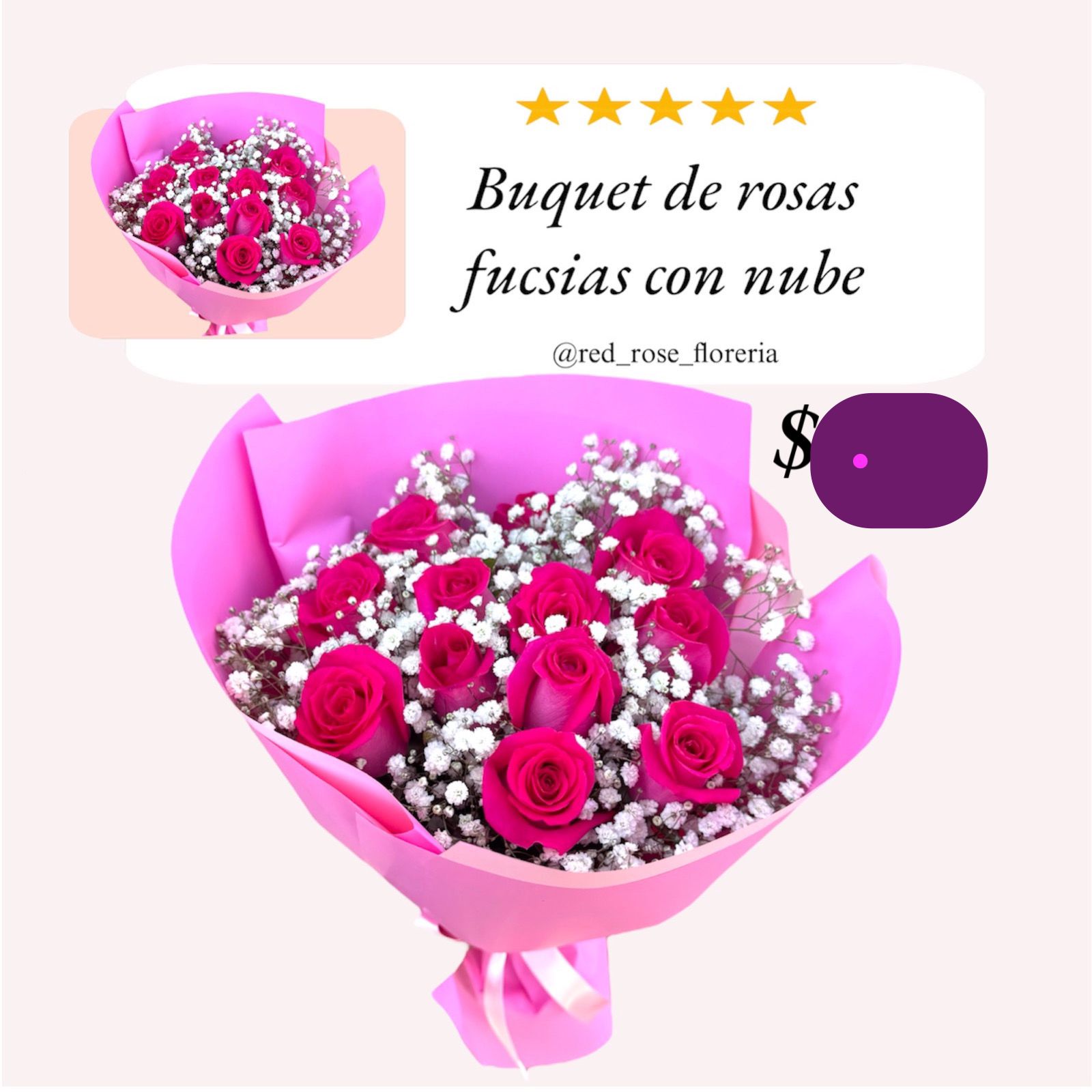 12 Rosas Fucsias 