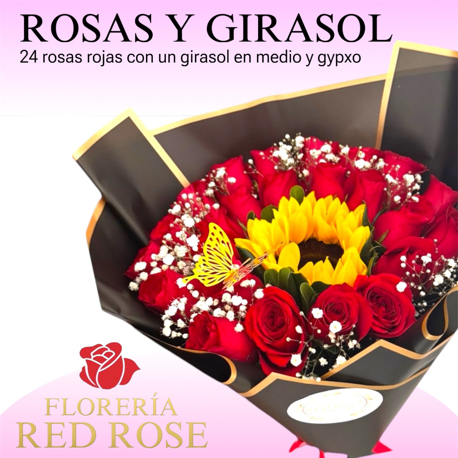 Ramos de Rosas y Girasol