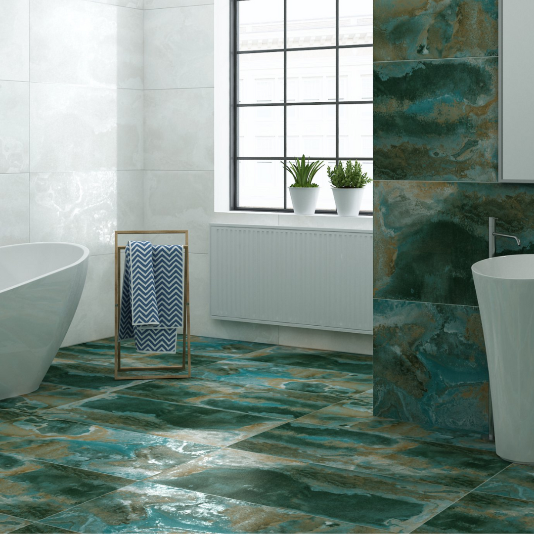 Metallic - 116 Teal/White Tiles – Bold & Radiant