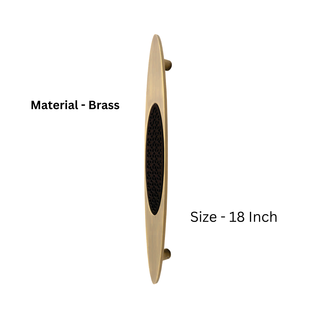 Almond - Material- Brass Main Door Handle - 18 Inches (HLY)