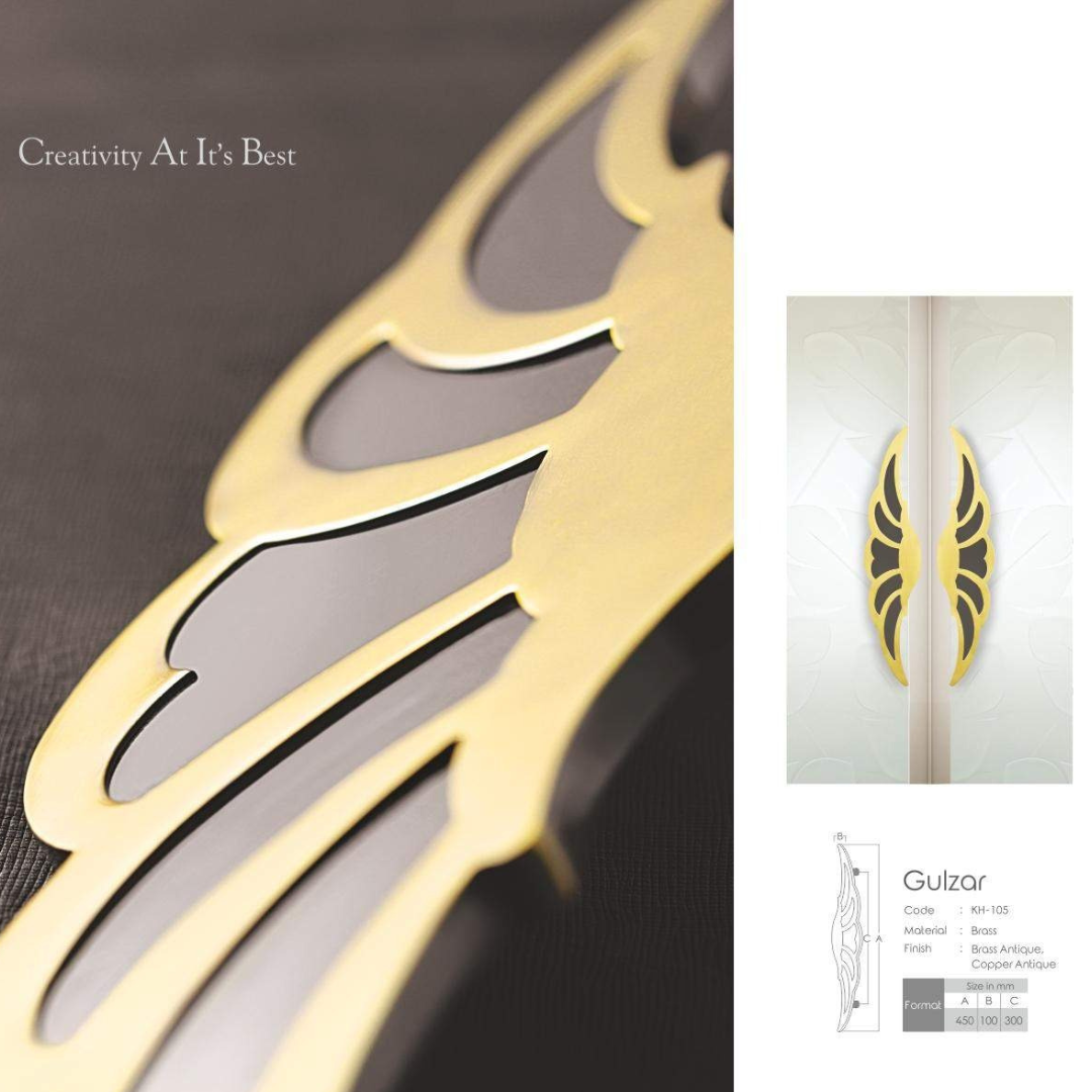 Gulzar Brass Main Door Handle (Koin) | Intterior100