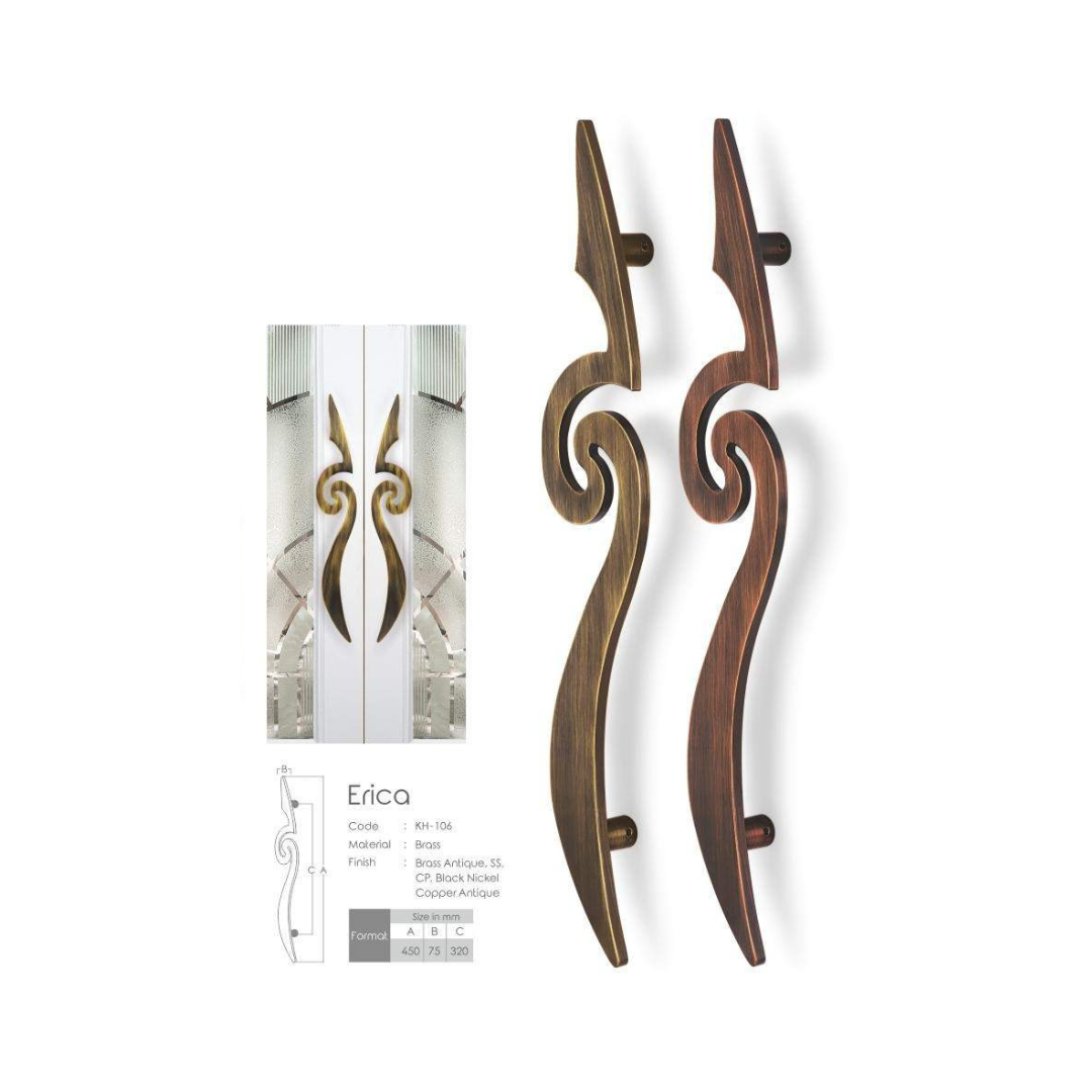 Erica Brass Main Door Handle (Koin) | Intterior100