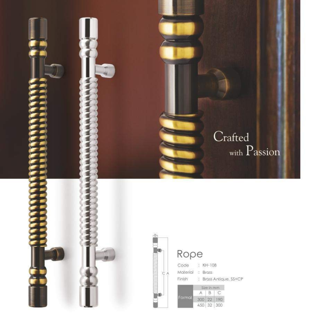 Rope Main Door Handle (Koin) - Sleek Design in 12 & 18 Inches | Intterior100