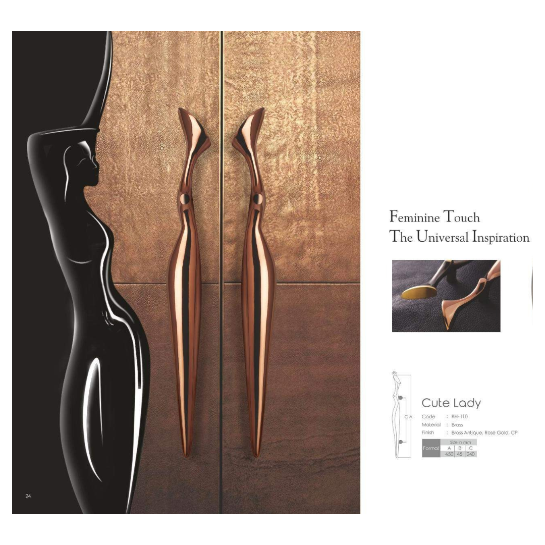 Cute Lady Main Door Handle (Koin) - Elegant 18-Inch Handle | Intterior100