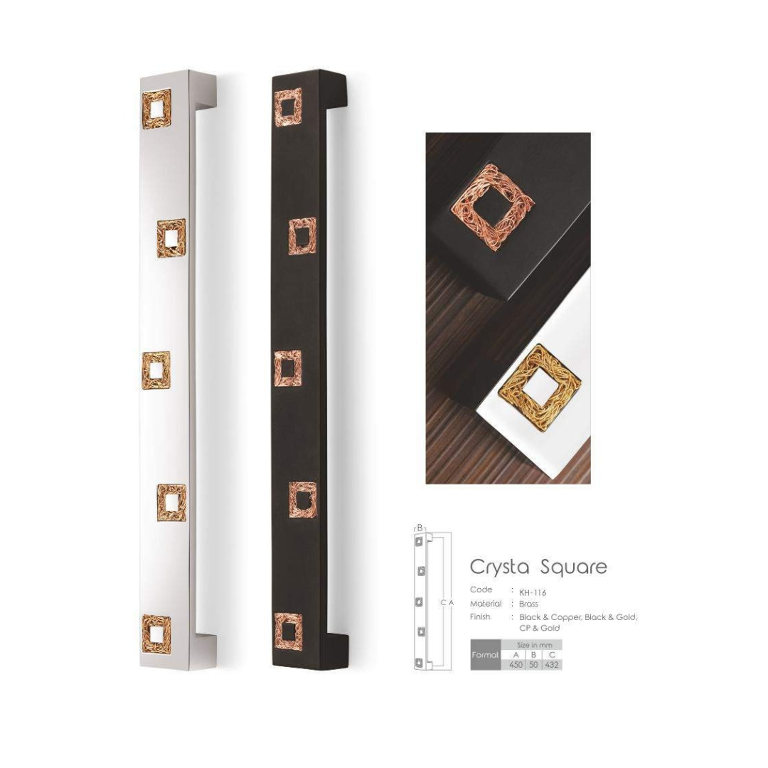 Crysta Square Main Door Handle (Koin) - 18 Inches | Modern & Durable | Intterior100