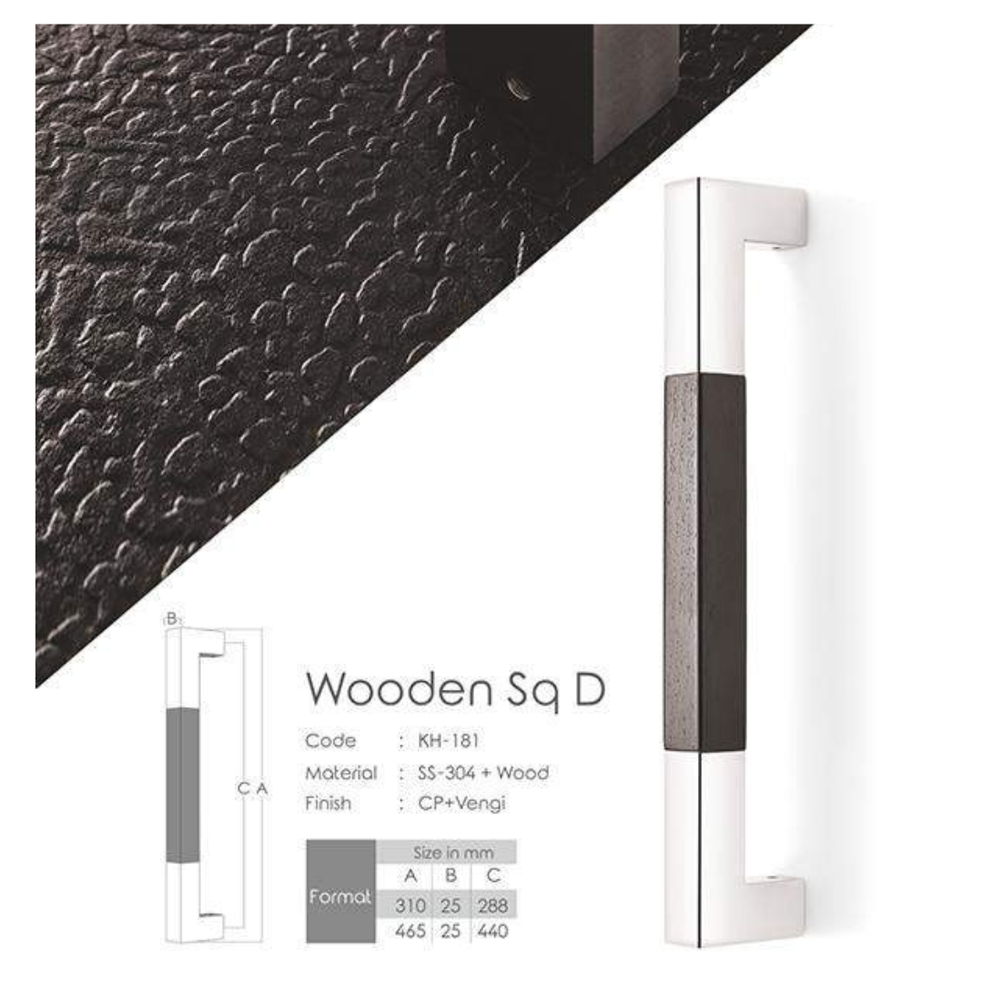 Wooden Sq D Main Door Handle (Koin) | Elegant & Durable | Intterior100