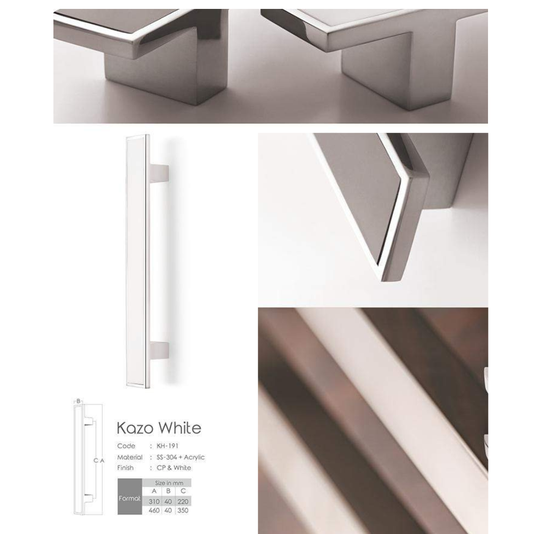 Kazo White Main Door Handle (Koin) | Elegant & Durable | Intterior100