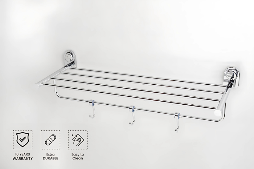 Blue Series - Towel Rack with Hook (304 Stainless Steel, Chromium Plated)