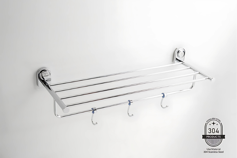 Blue Series - Towel Rack with Hook (304 Stainless Steel, Chromium Plated)