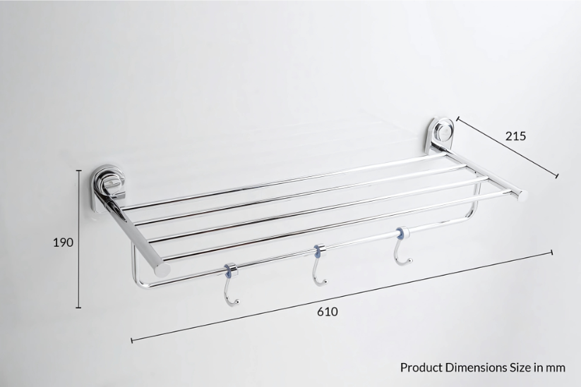 Blue Series - Towel Rack with Hook (304 Stainless Steel, Chromium Plated)