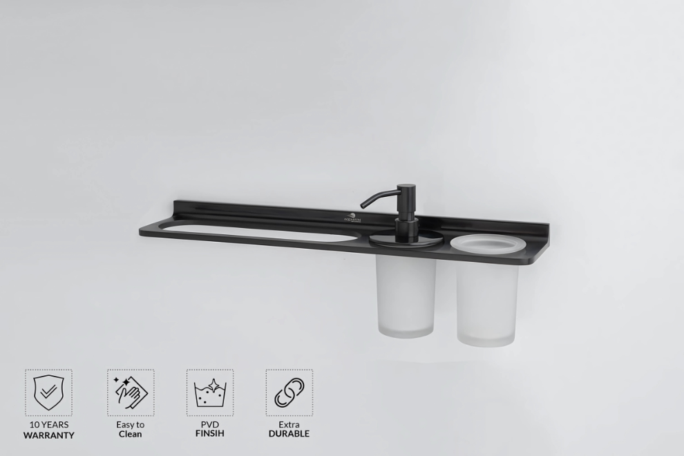 Towel Holder With Tumbler Holder With Liquid Holder | Salmon Series | Intterior100
