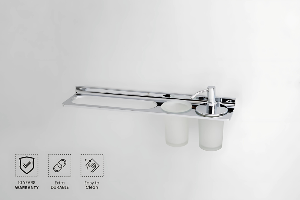 Towel Holder With Tumbler Holder With Liquid Holder | Salmon Series | Intterior100