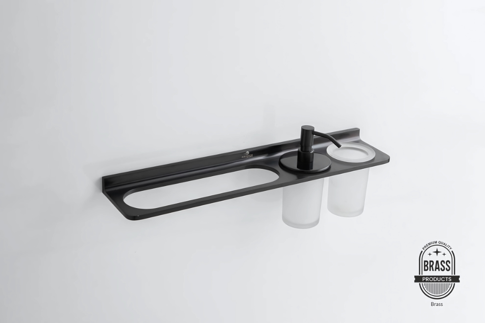 Towel Holder With Tumbler Holder With Liquid Holder | Salmon Series | Intterior100