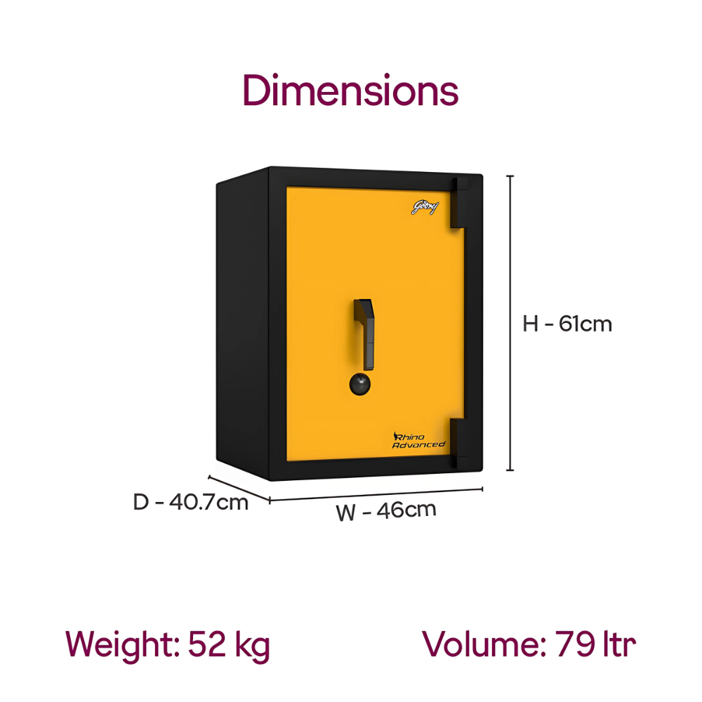  Godrej Rhino Advanced KeyLock Gold 79L Mechanical Home Locker