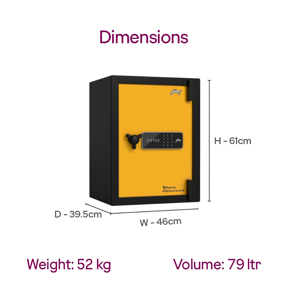 Rhino Advanced 79L CRCA Steel Digital Home Locker