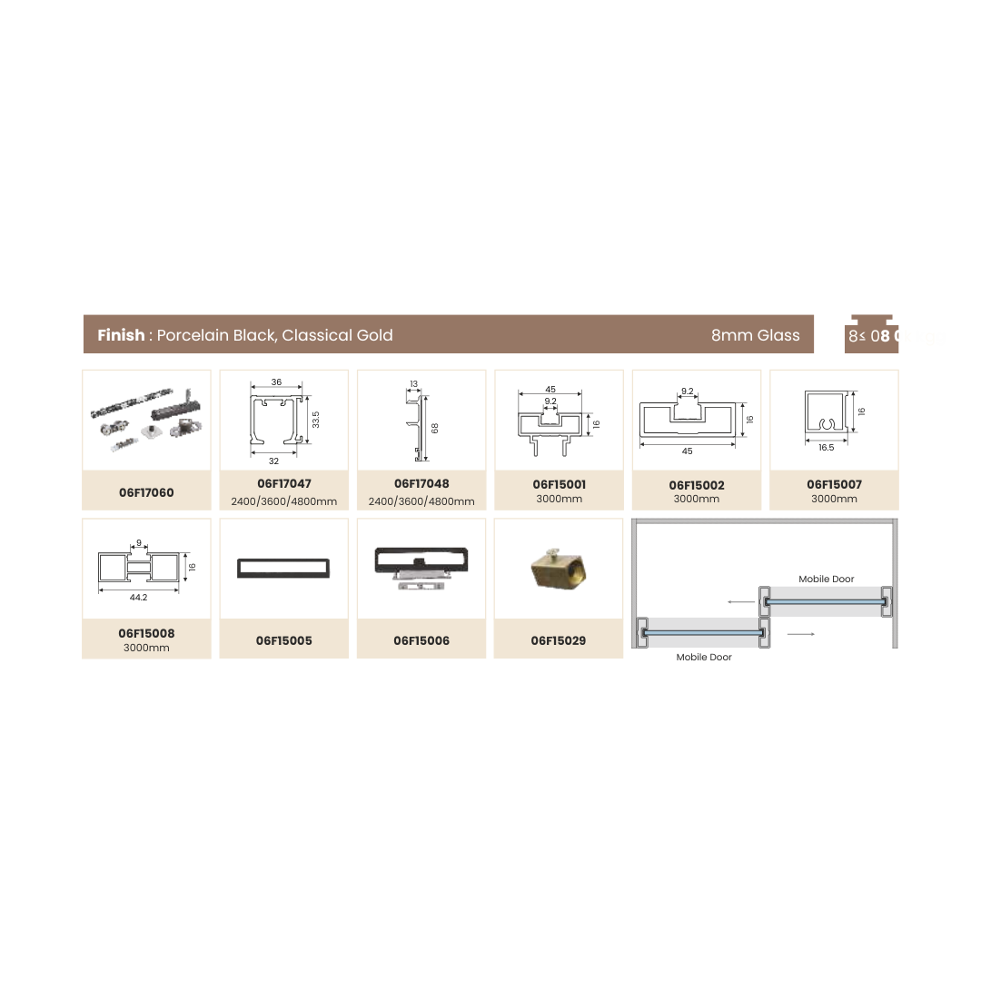 Shower Partition 002 – Double Damping System (Both-Side Sliding)