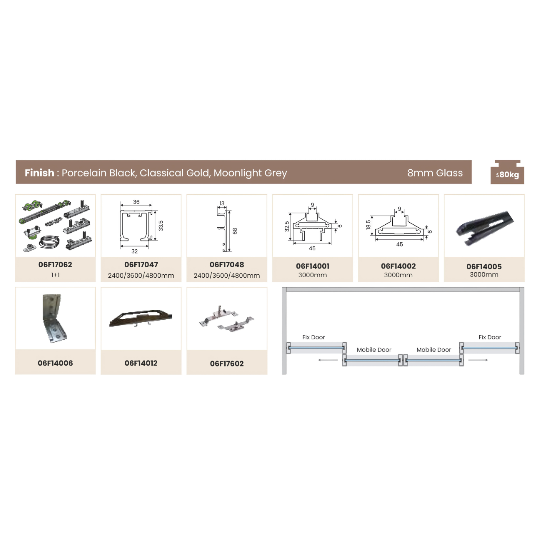 SHOWER PARTITION 034 – Semi-Automatic Sliding with Double Damping System
