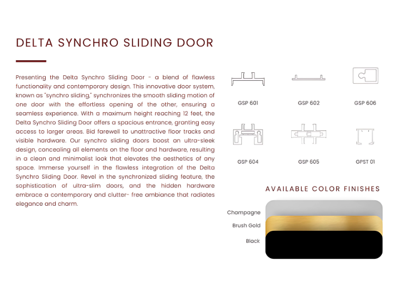 DELTA SYNCHRO SLIDING DOOR – Ultra-Slim Synchronized Door System