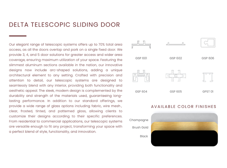 DELTA TELESCOPIC SLIDING DOOR – Max Access, Ultra-Slim Design