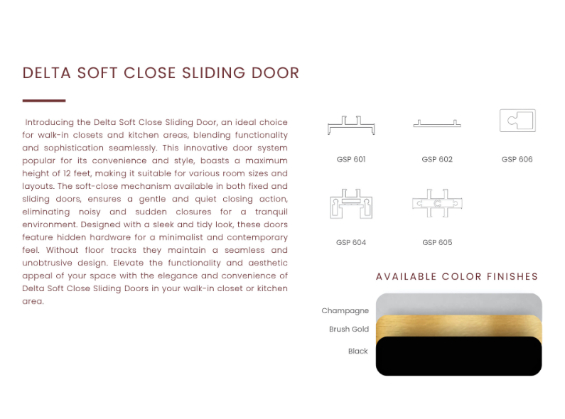  DELTA SOFT CLOSE SLIDING DOOR – Sleek Silence for Walk-In Closets & Kitchens