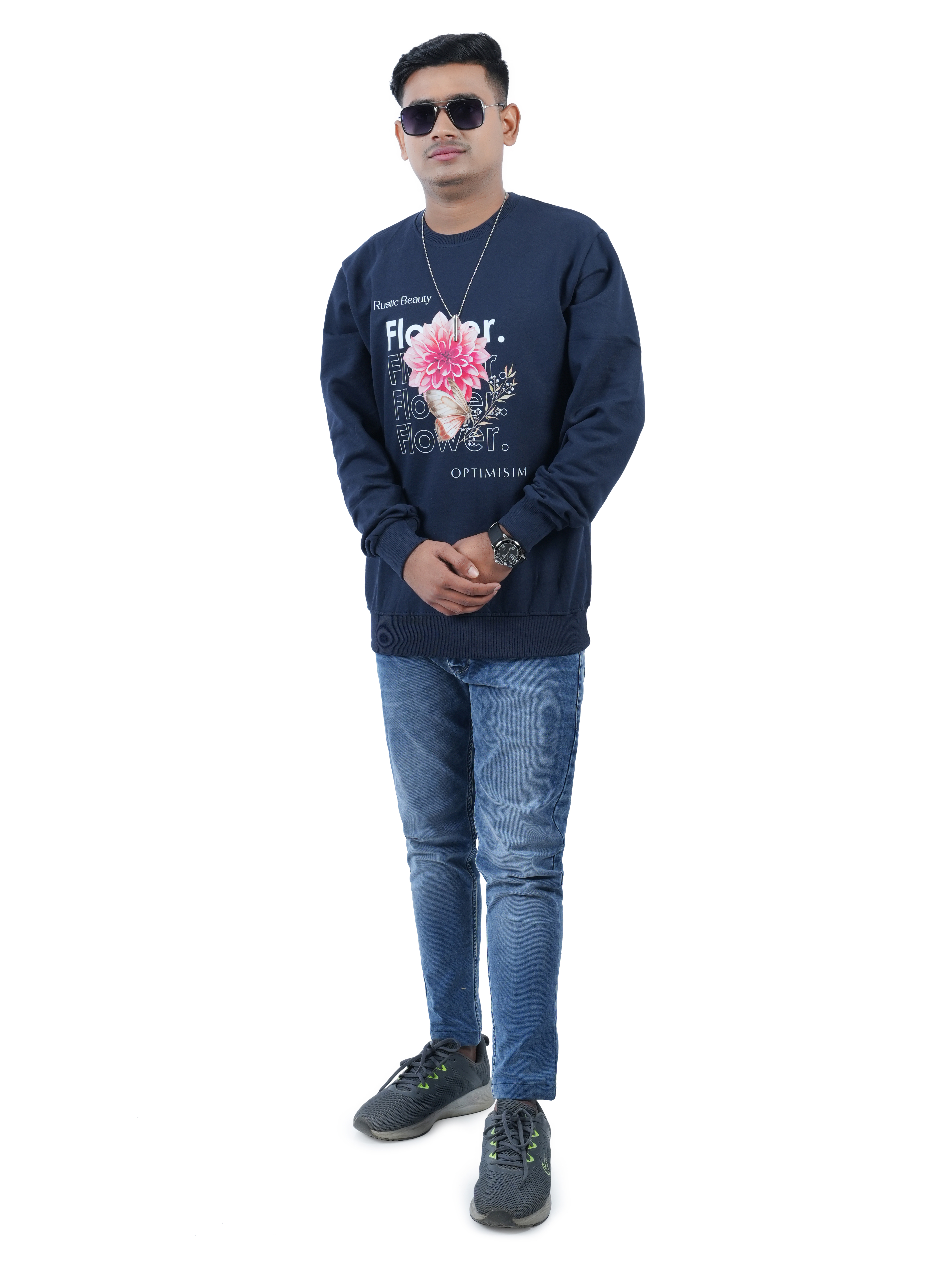 Flower Sweat shirt  [Navy blue] Edition