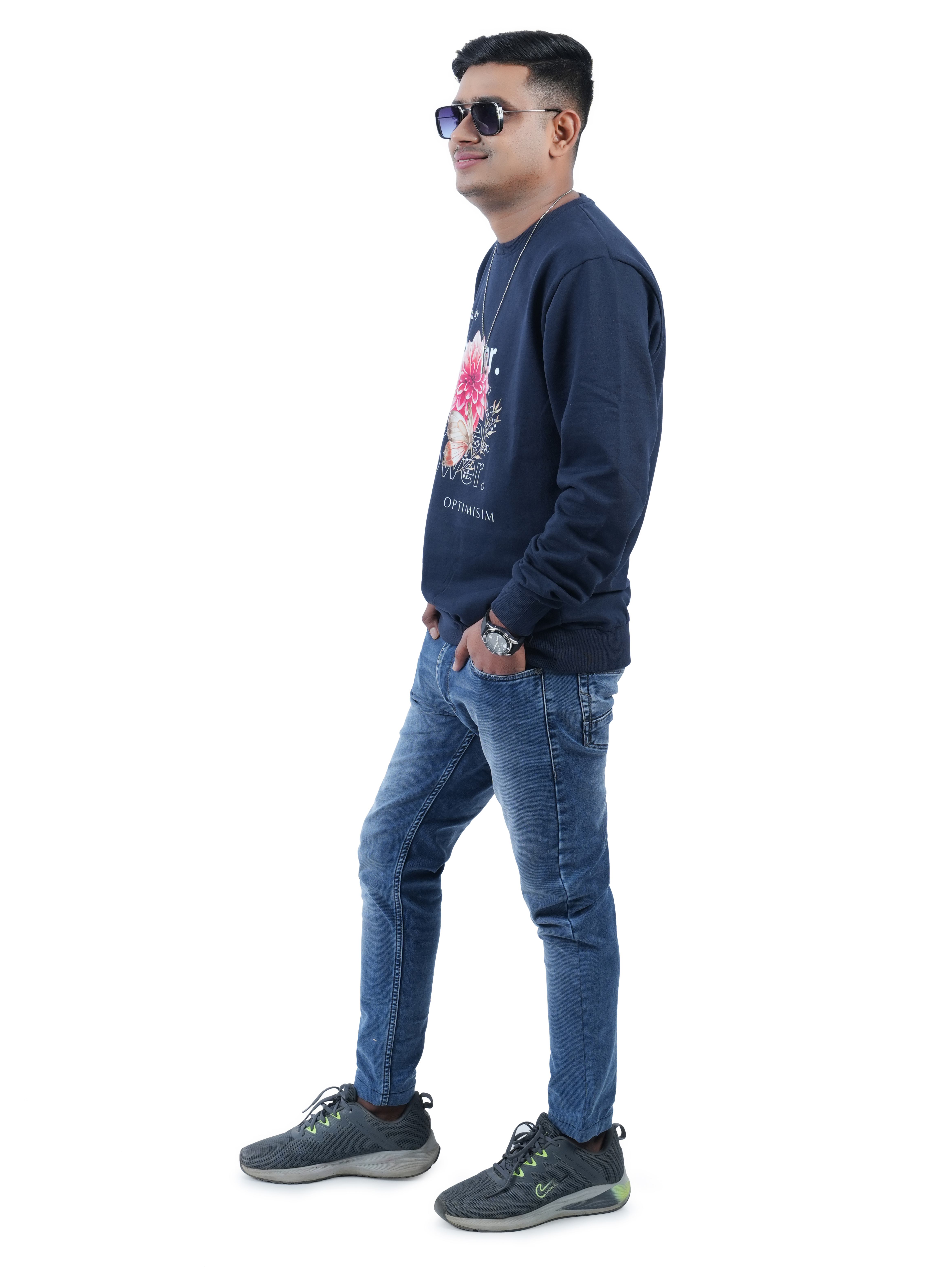 Flower Sweat shirt  [Navy blue] Edition