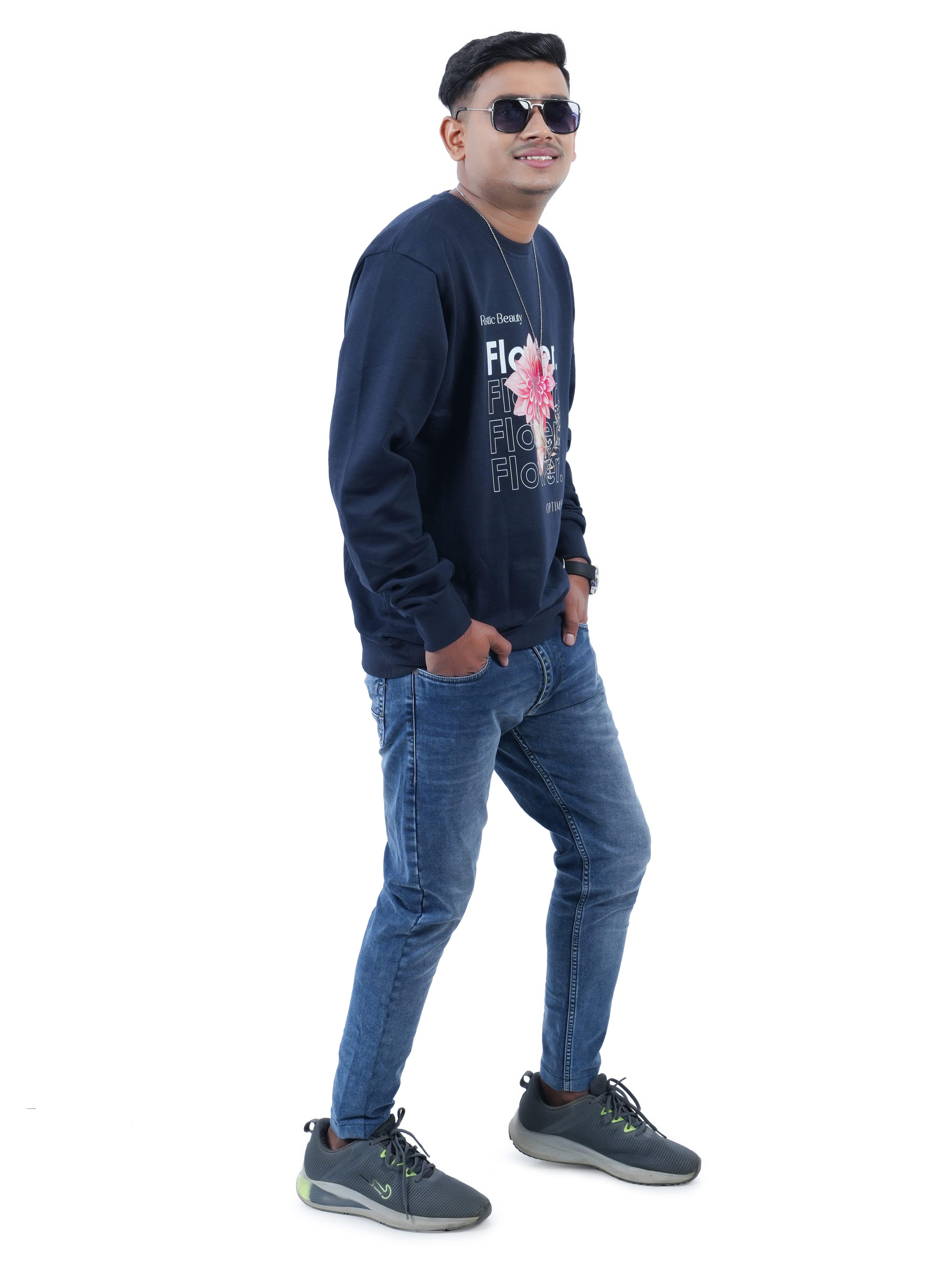 Flower Sweat shirt  [Navy blue] Edition