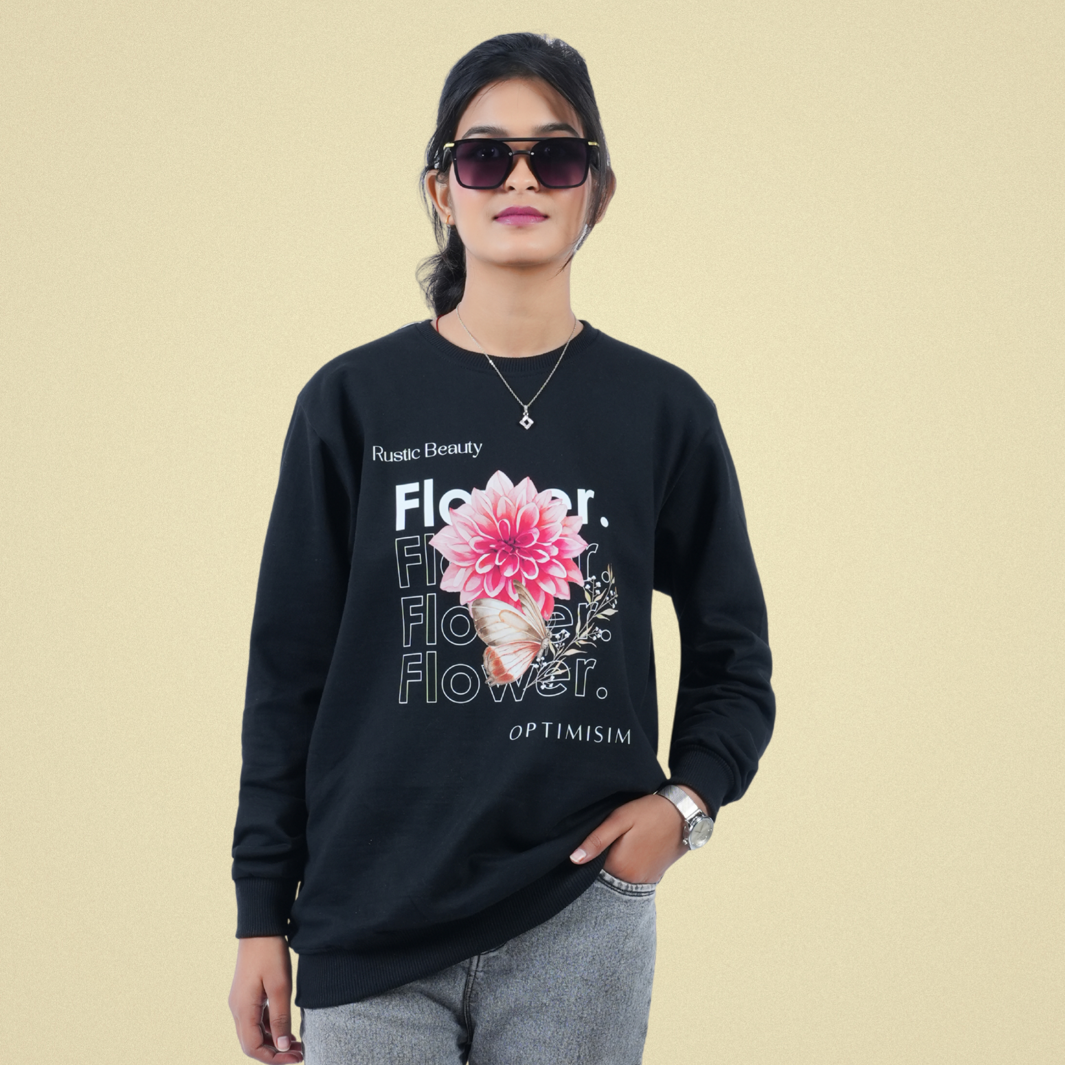  Flower Sweat-shirt [Black] Edition