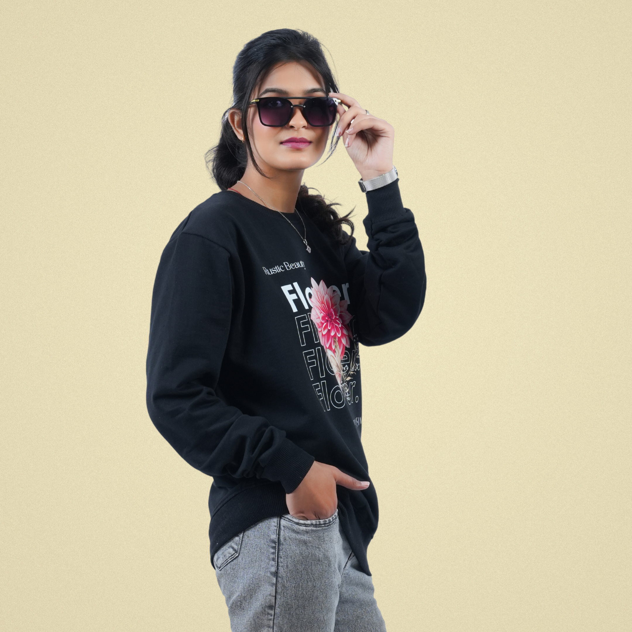  Flower Sweat-shirt [Black] Edition