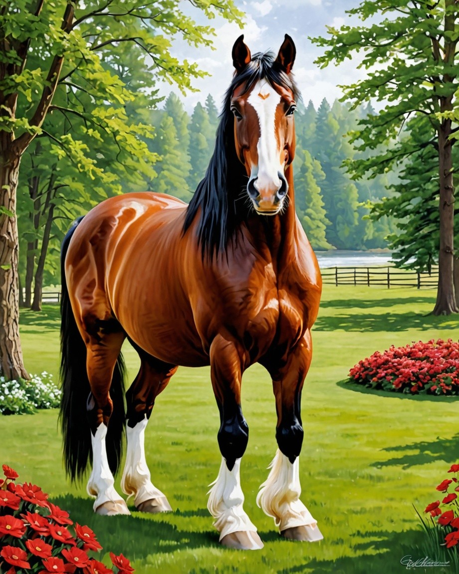 Majestic Brown Horse Painting