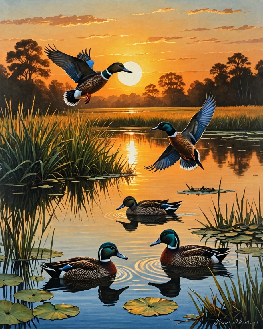 Sunset Duck Painting