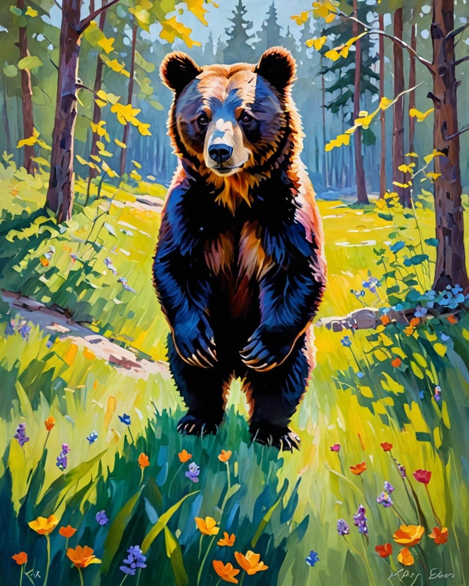 Bear Forest Painting