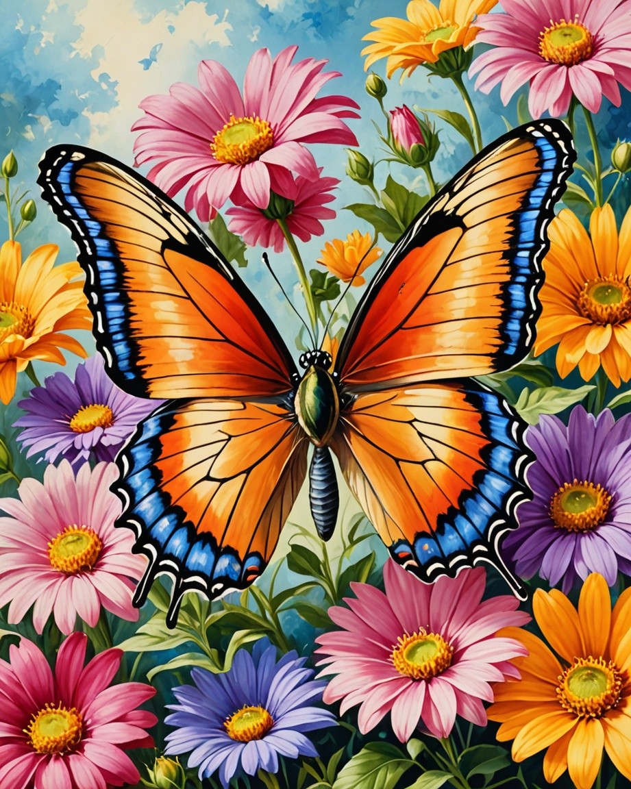 Butterfly and Flower Canvas Art