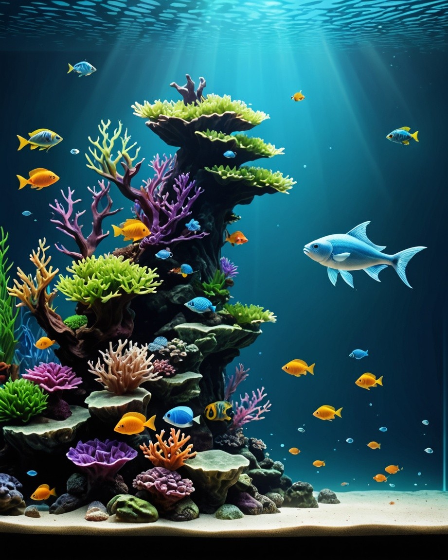 Aquarium with Vibrant Coral Reef