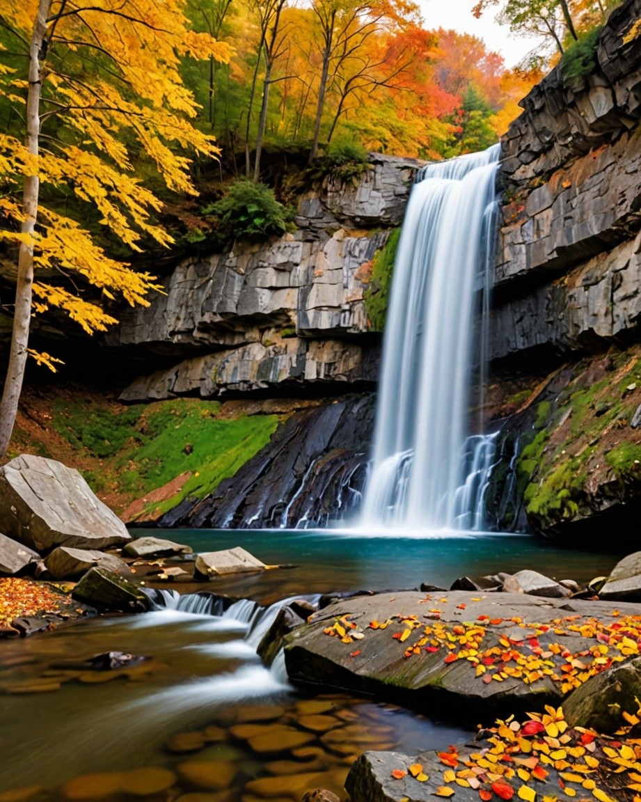 Autumn Waterfall Canvas Print