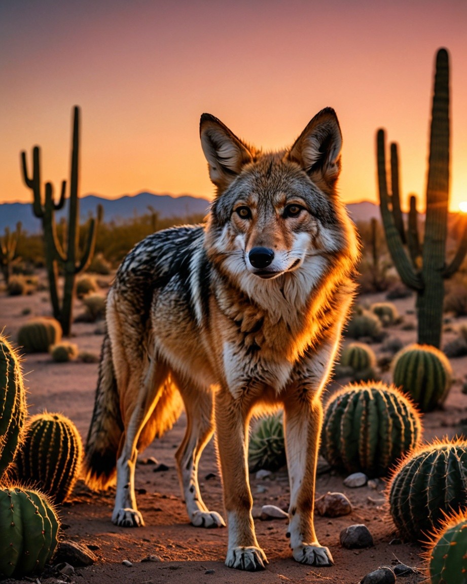 Sunset Desert Coyote Photo