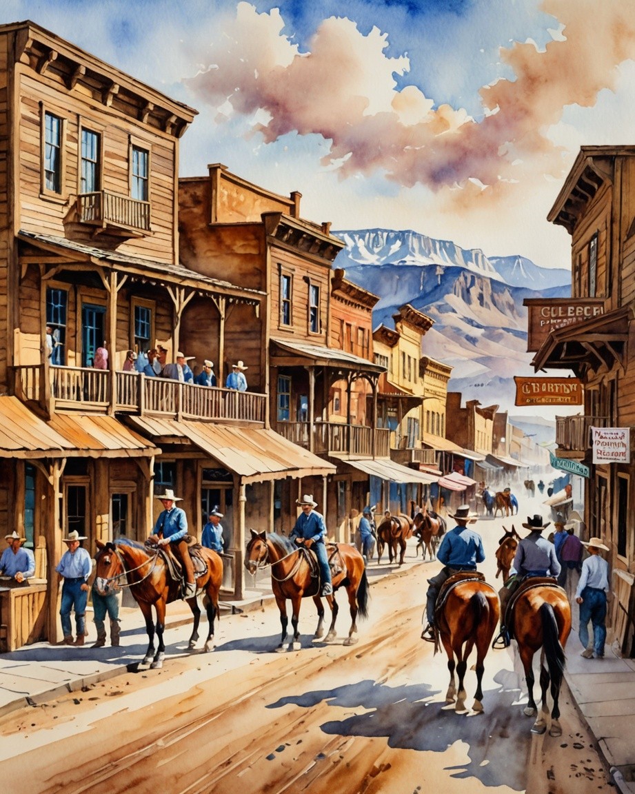 Western Town Scene Painting