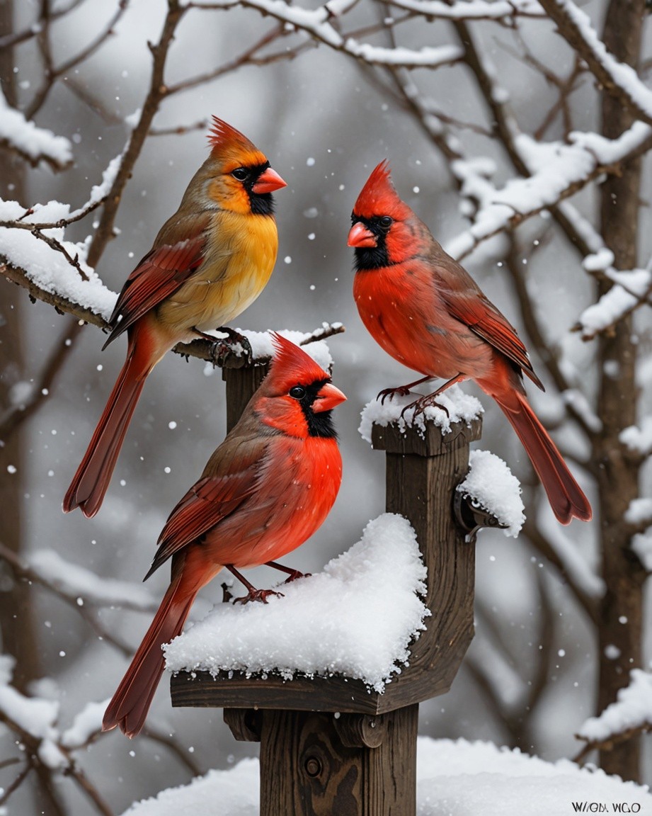 Winter Cardinal Bird Photography