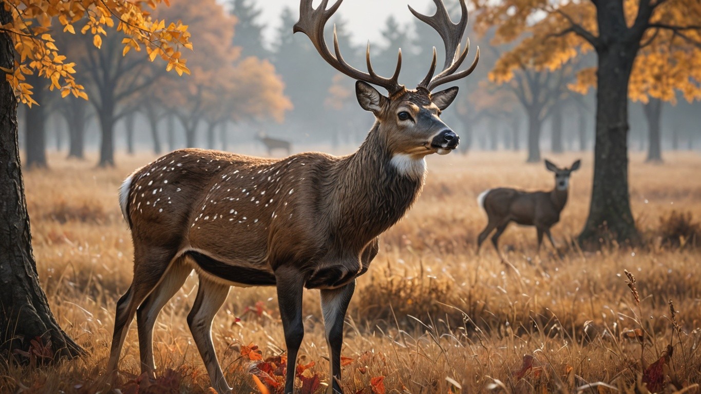 Canvas Art: Majestic Deer in Autumn Forest