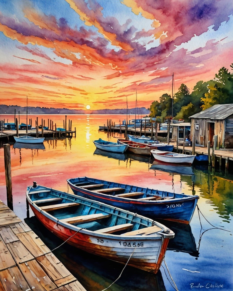 Sunset Harbor Art Print