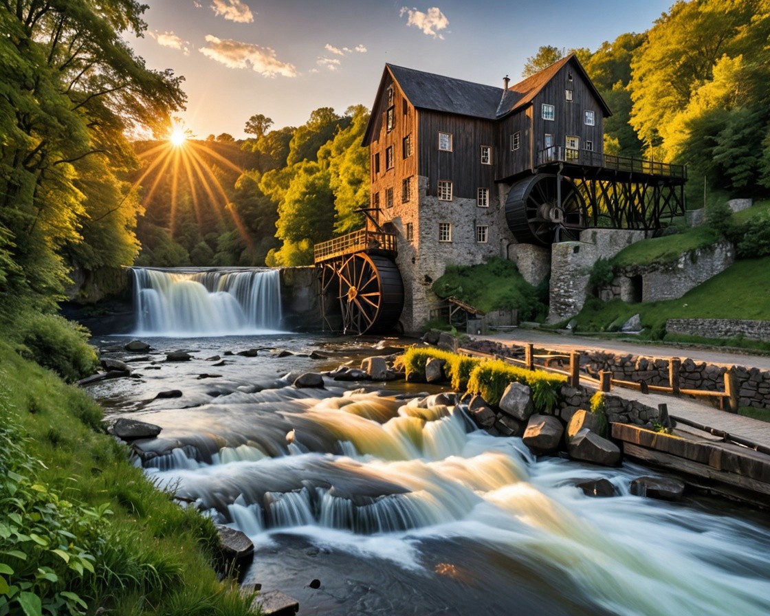Scenic Watermill Canvas Print