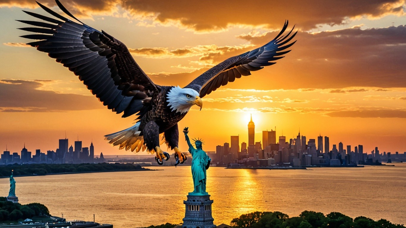 Majestic Eagle Over NYC Canvas Print