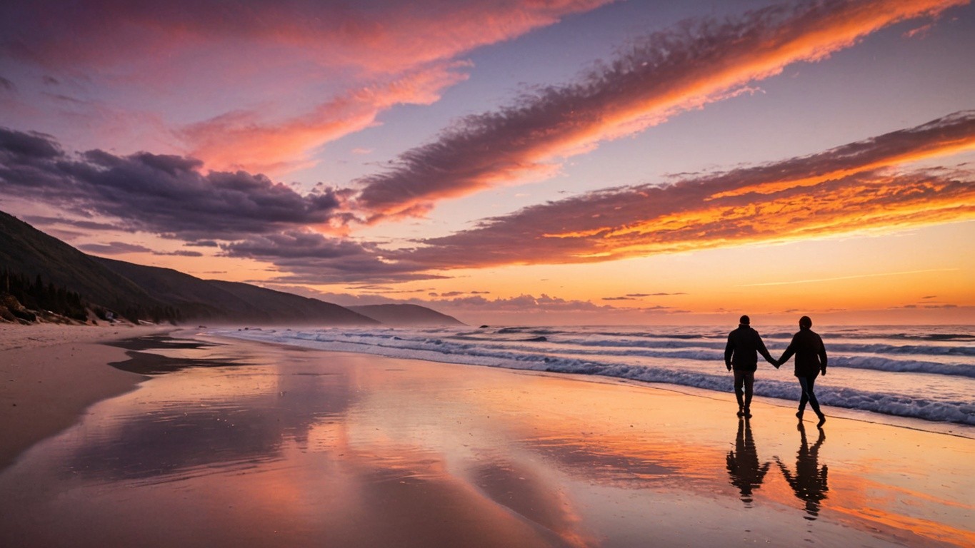 Scenic Beach Sunset Painting