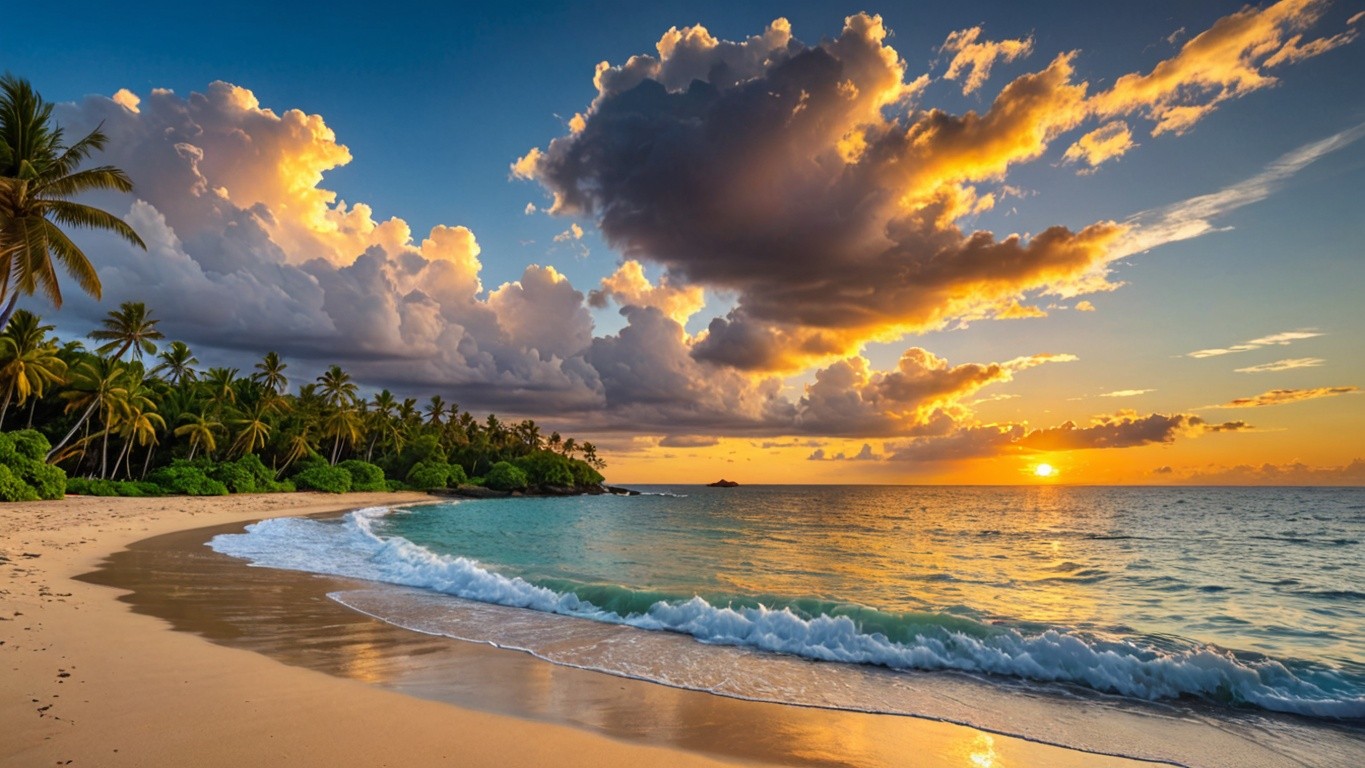 Tropical Beach Sunset Canvas